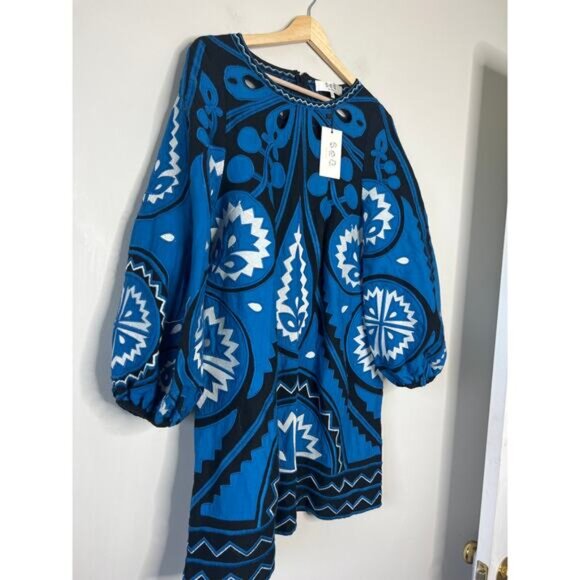 NWT Sea New York Gael Applique Long Sleeve Cutout Tunic Mini Dress Blue Size: L - Picture 3 of 8